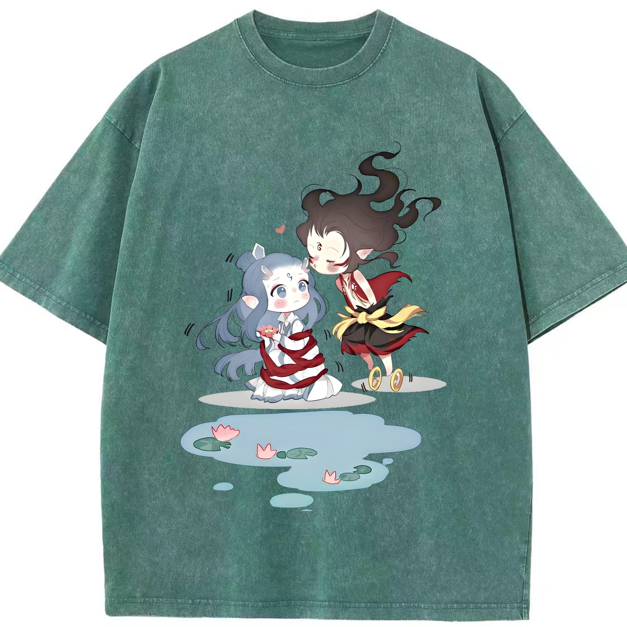 （画像用） Ne Zha 2 ナタ 魔童の大暴れ 綿100% ヴィンテージ風 半袖Tシャツ（フロントプリント）